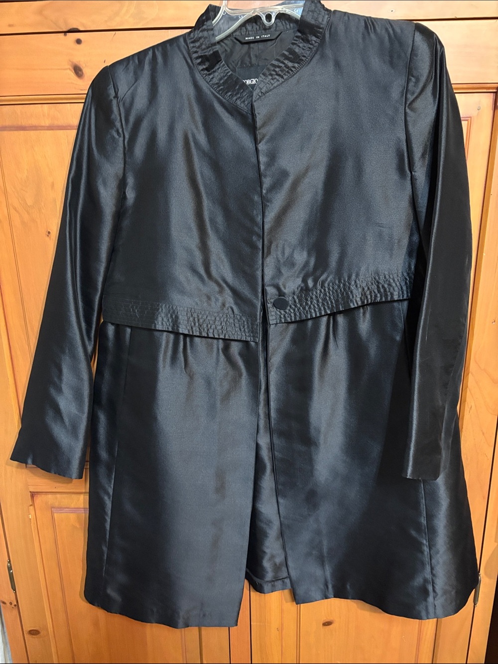Giorgio Armani Black Satin Trench Coat